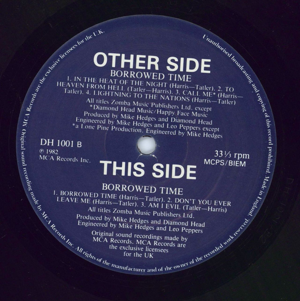 Diamond Head Borrowed Time - Complete UK vinyl LP album (LP record)