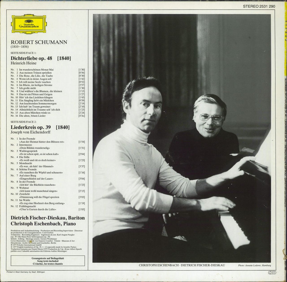 Dietrich Fischer-Dieskau & Christoph Eschenbach Robert Schumann: Dichterliebe Op. 48 / Liederkreis Op. 39 German vinyl LP album (LP record)