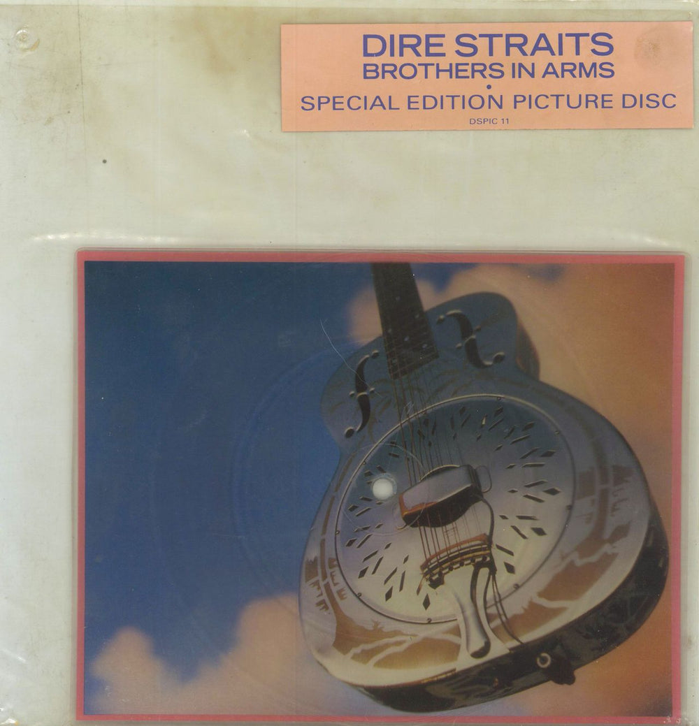 Dire Straits Brothers In Arms + Title Stickered Sleeve UK shaped picture disc (picture disc vinyl record) DSPIC11