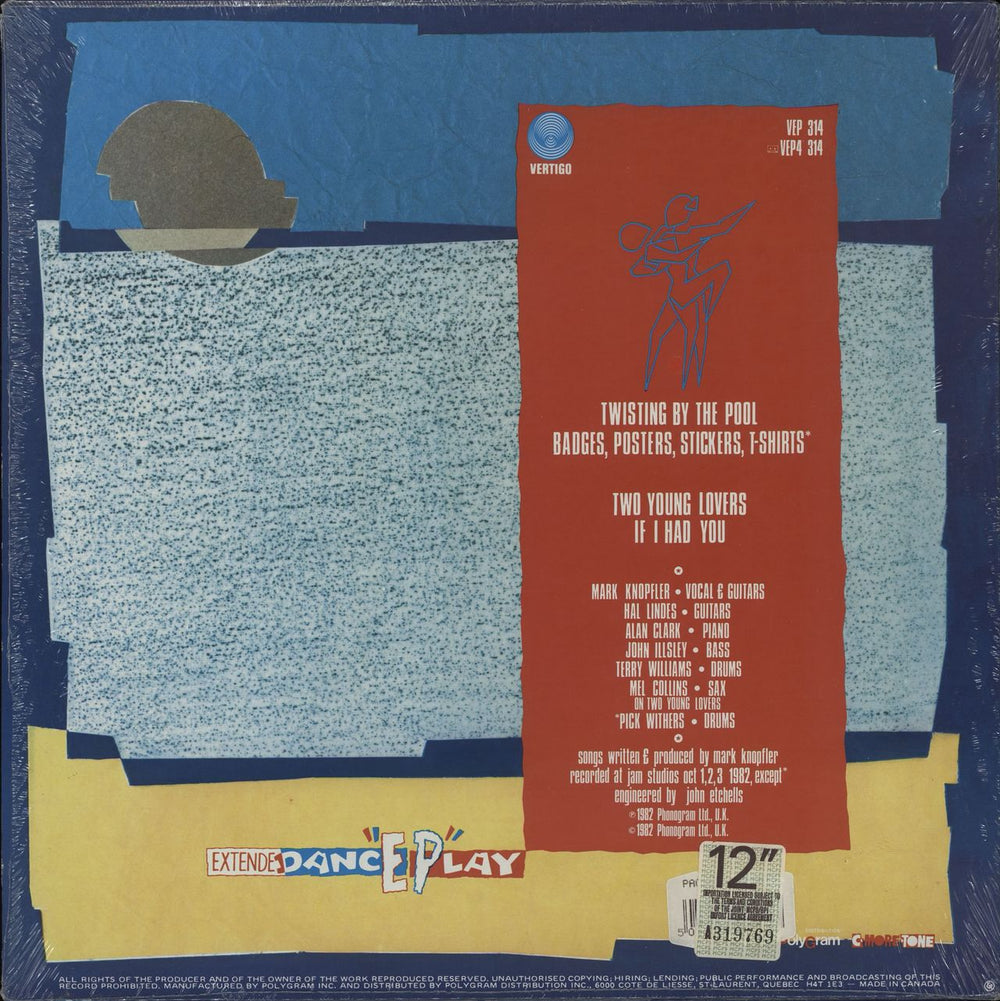 Dire Straits Twisting By The Pool - Stickered Shrink Canadian 12" vinyl single (12 inch record / Maxi-single)