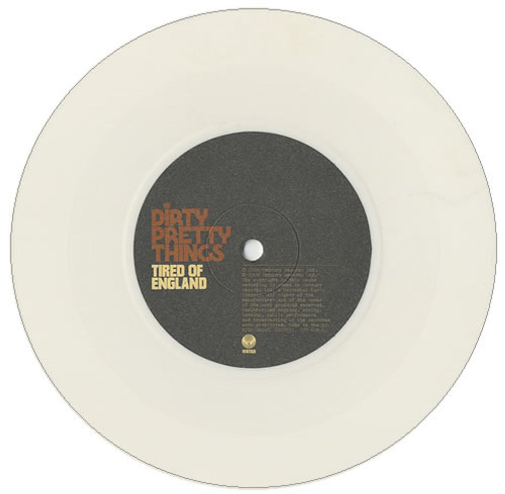 Dirty Pretty Things Tired Of England - White Vinyl UK 7" vinyl single (7 inch record / 45) 1774786