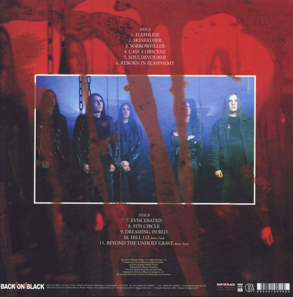 Dismember Indecent & Obscene - Red Vinyl UK vinyl LP album (LP record)