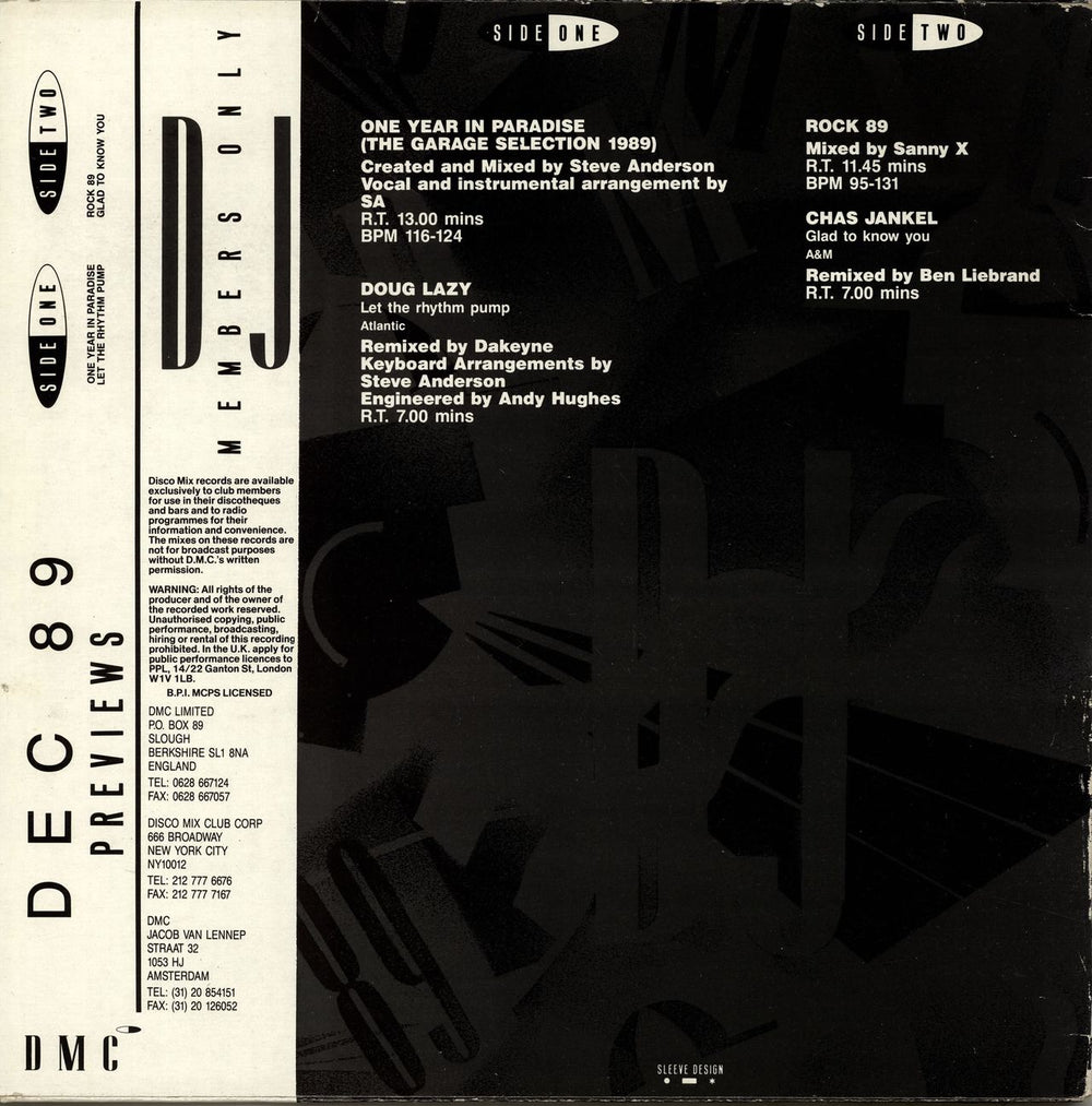 DMC December 89 Previews UK Promo 12" vinyl single (12 inch record / Maxi-single)