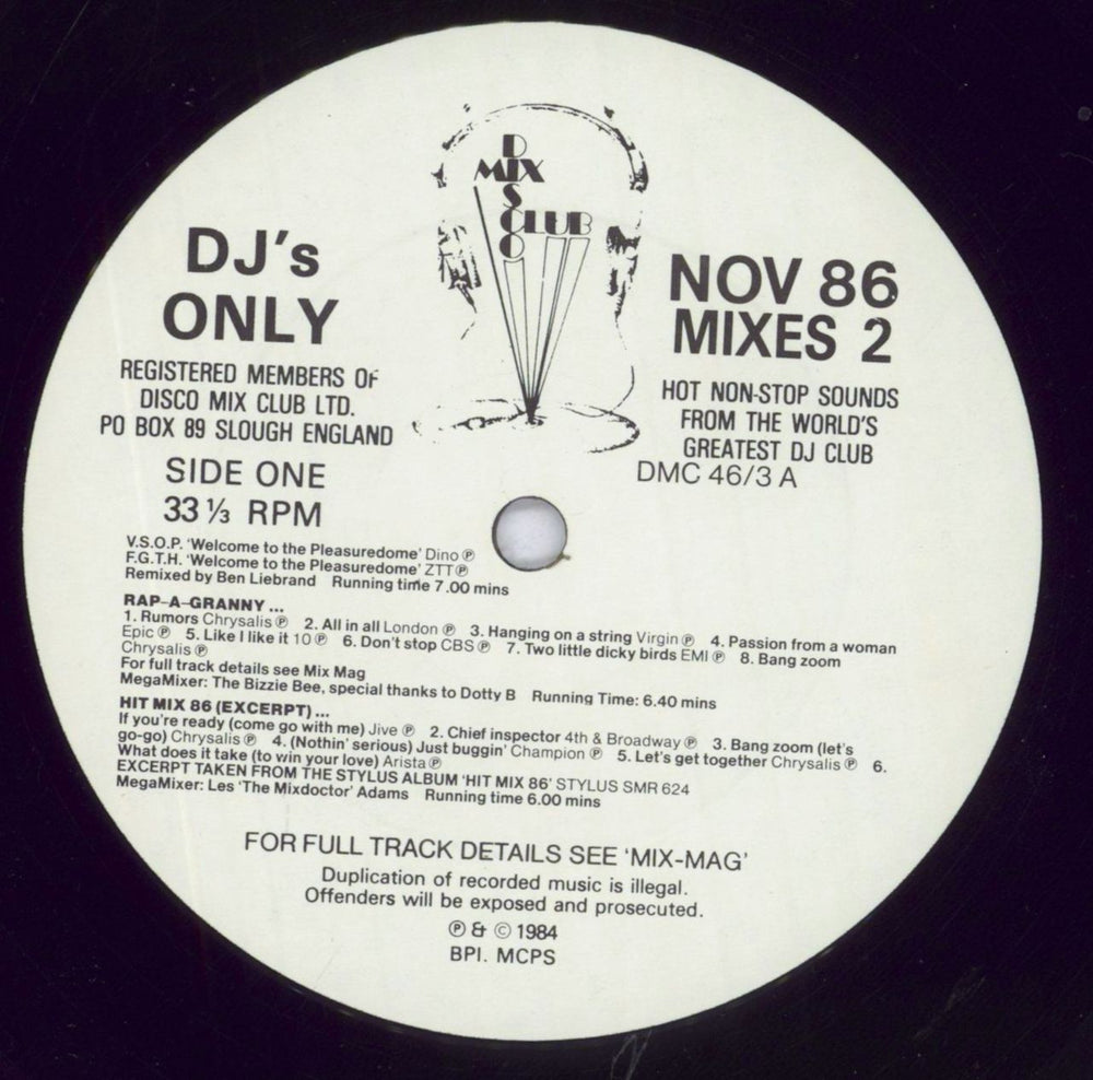 DMC November 86 - Mixes 2 UK Promo 12" vinyl single (12 inch record / Maxi-single) DZ-12NO830141