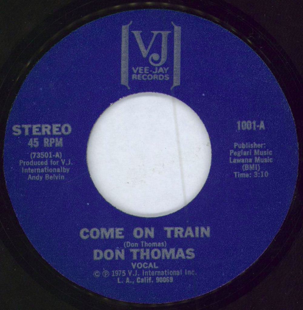 Don Thomas Come On Train US 7" vinyl single (7 inch record / 45) 1001