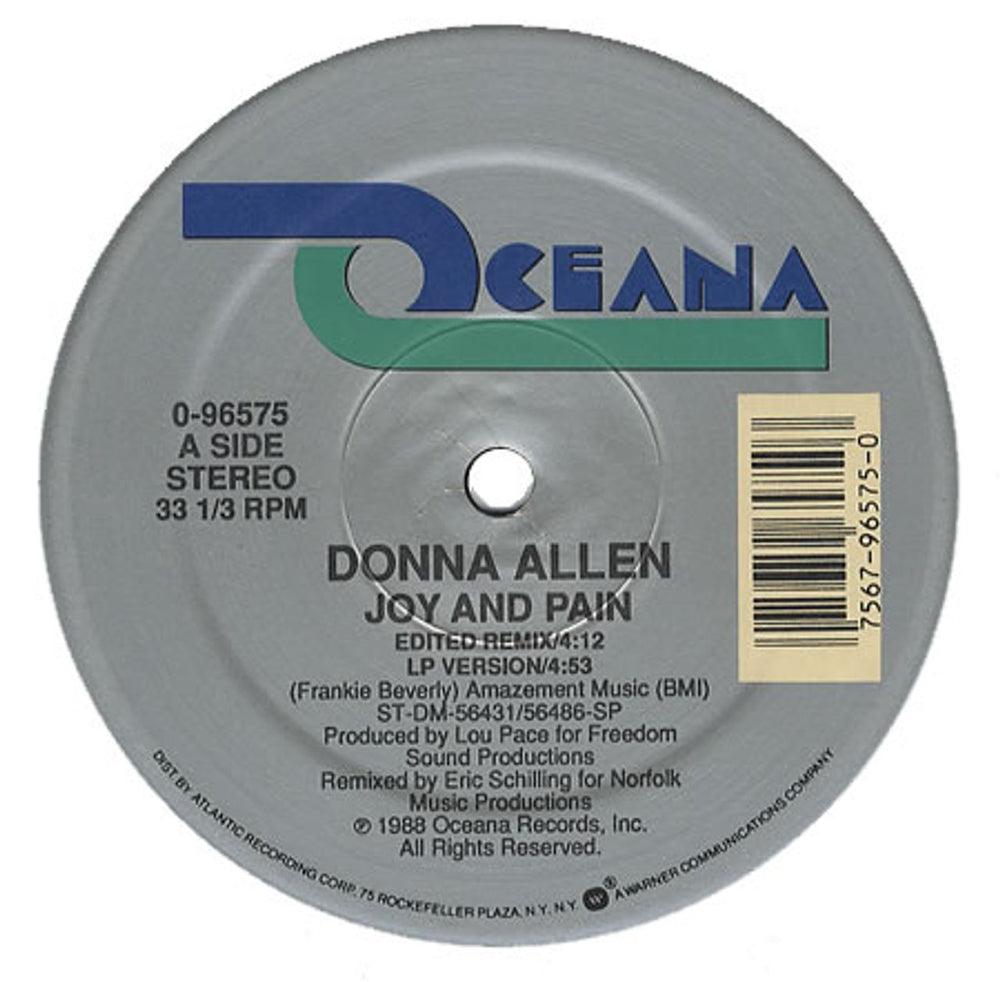 Donna Allen Joy And Pain US 12" vinyl single (12 inch record / Maxi-single) 096575