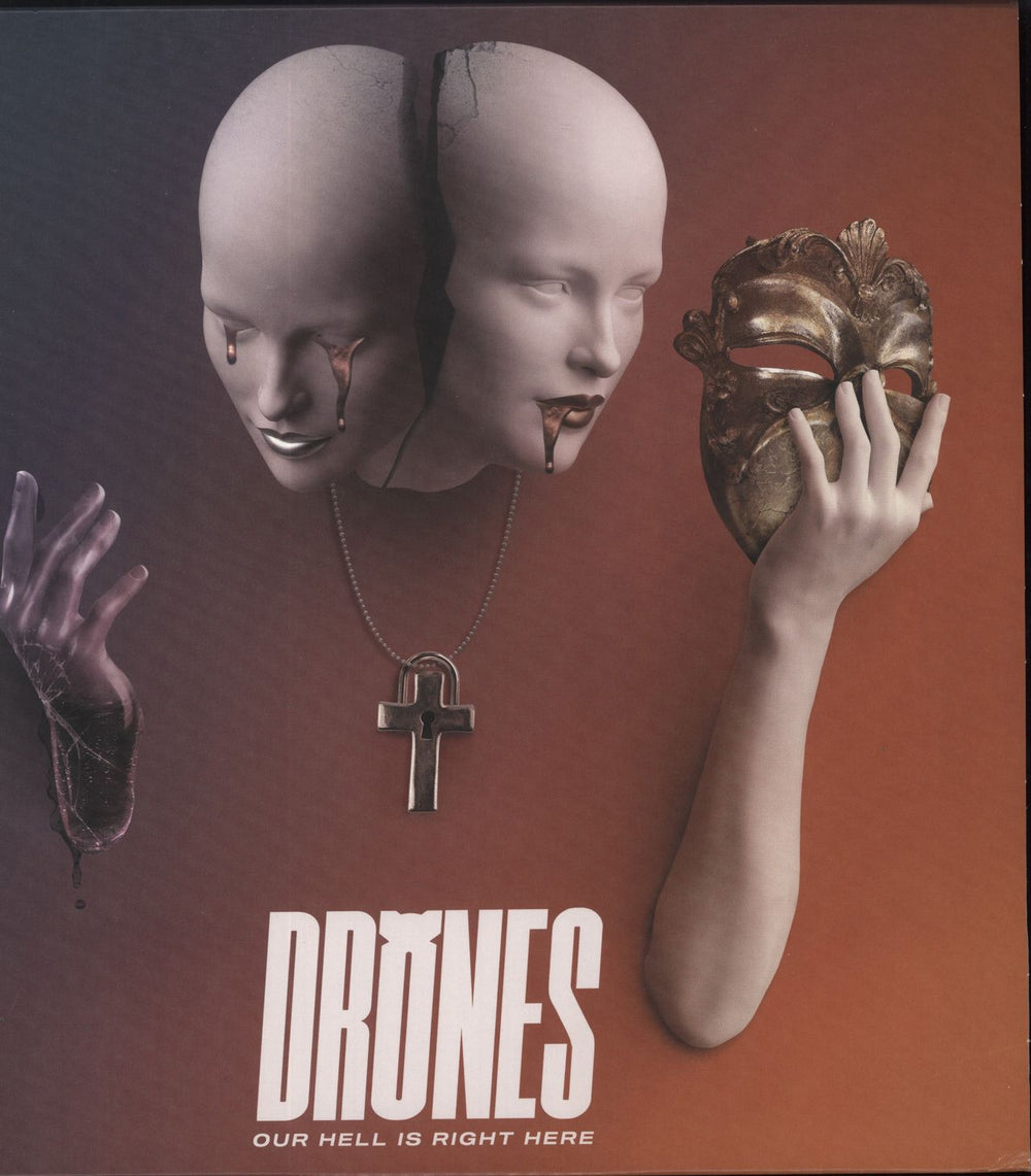 Drones Our Hell Is Right Here - Orange and Yellow Galaxy Vinyl UK vinyl LP album (LP record) LJLP199