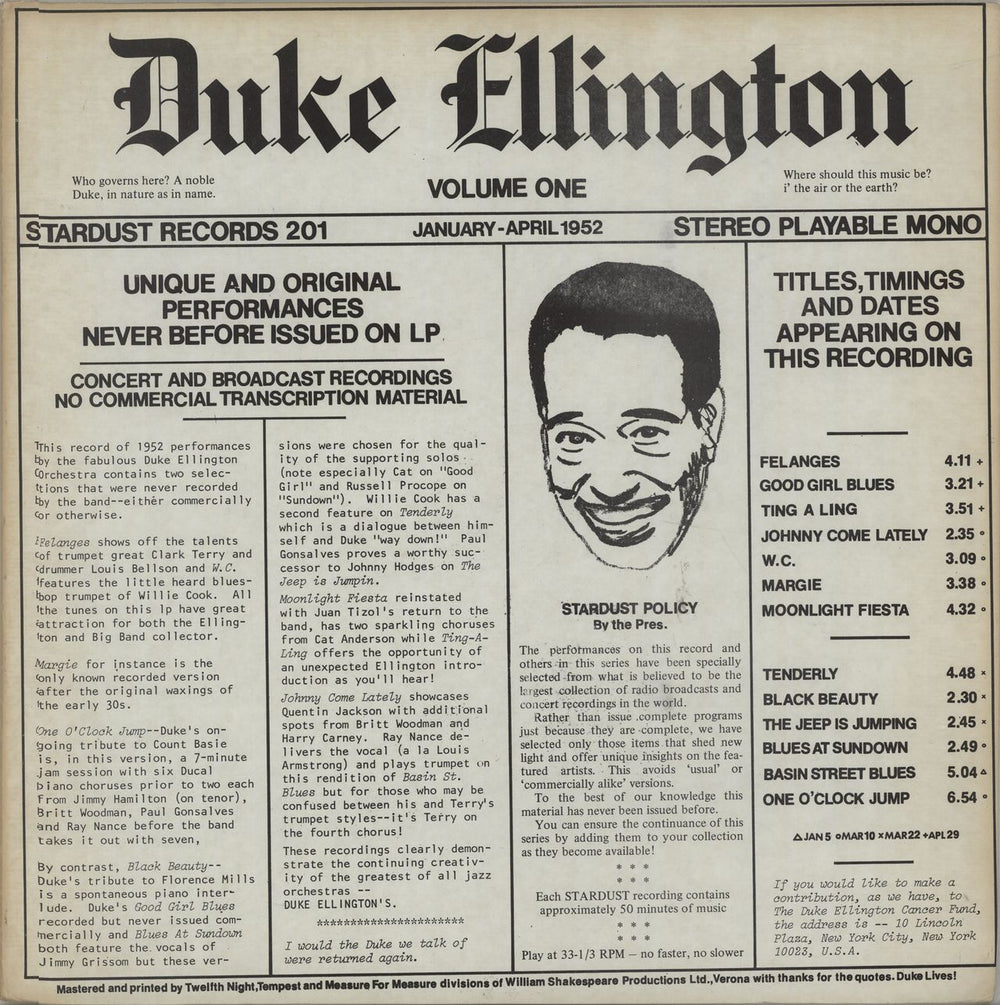 Duke Ellington Volumes One - Four US 4-LP vinyl album record set 201/2/3/4