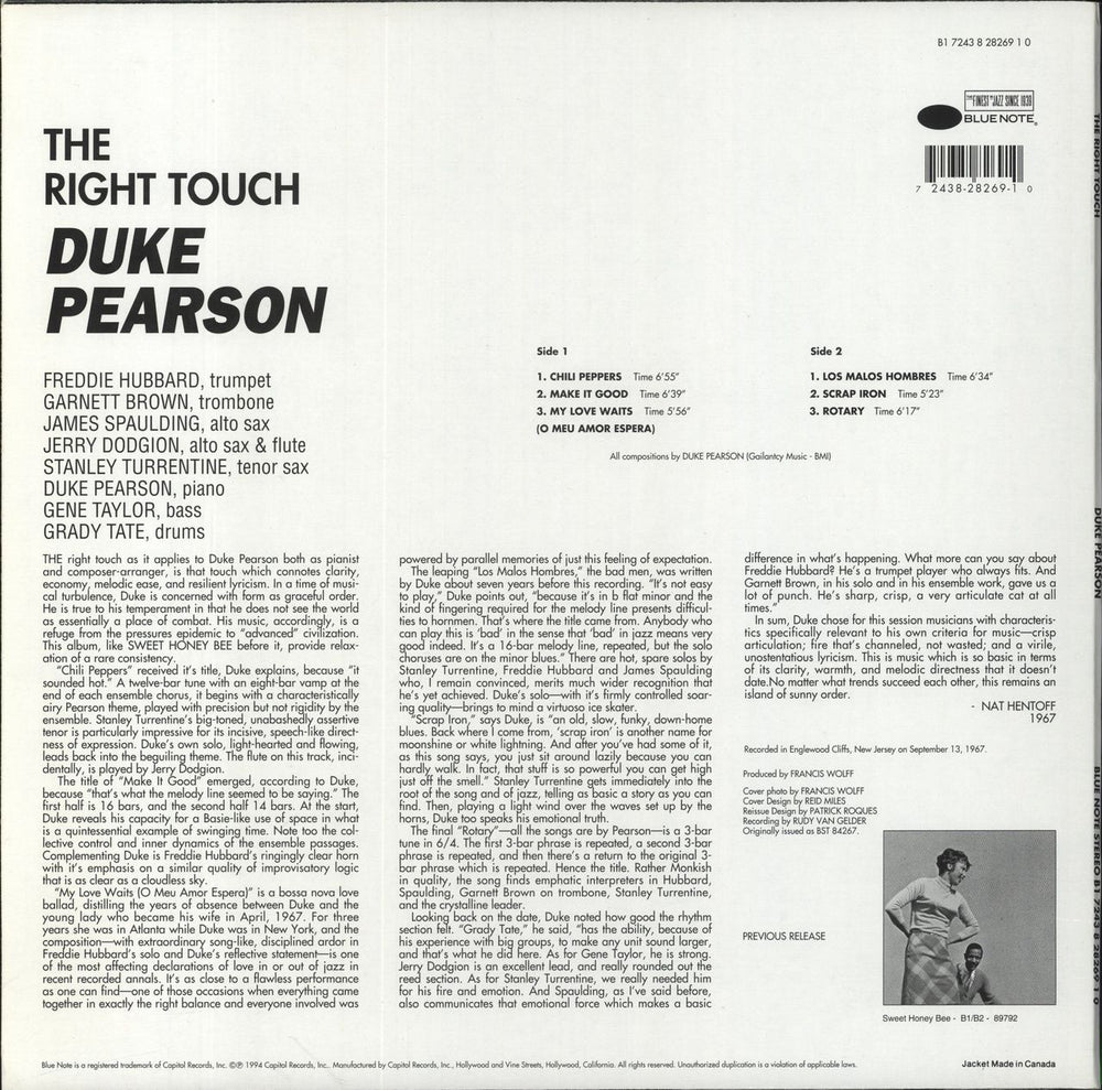 Duke Pearson The Right Touch US vinyl LP album (LP record)