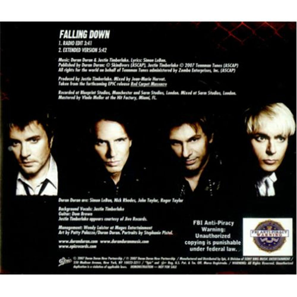 Duran Duran Falling Down US Promo CD single (CD5 / 5") DDNC5FA421742