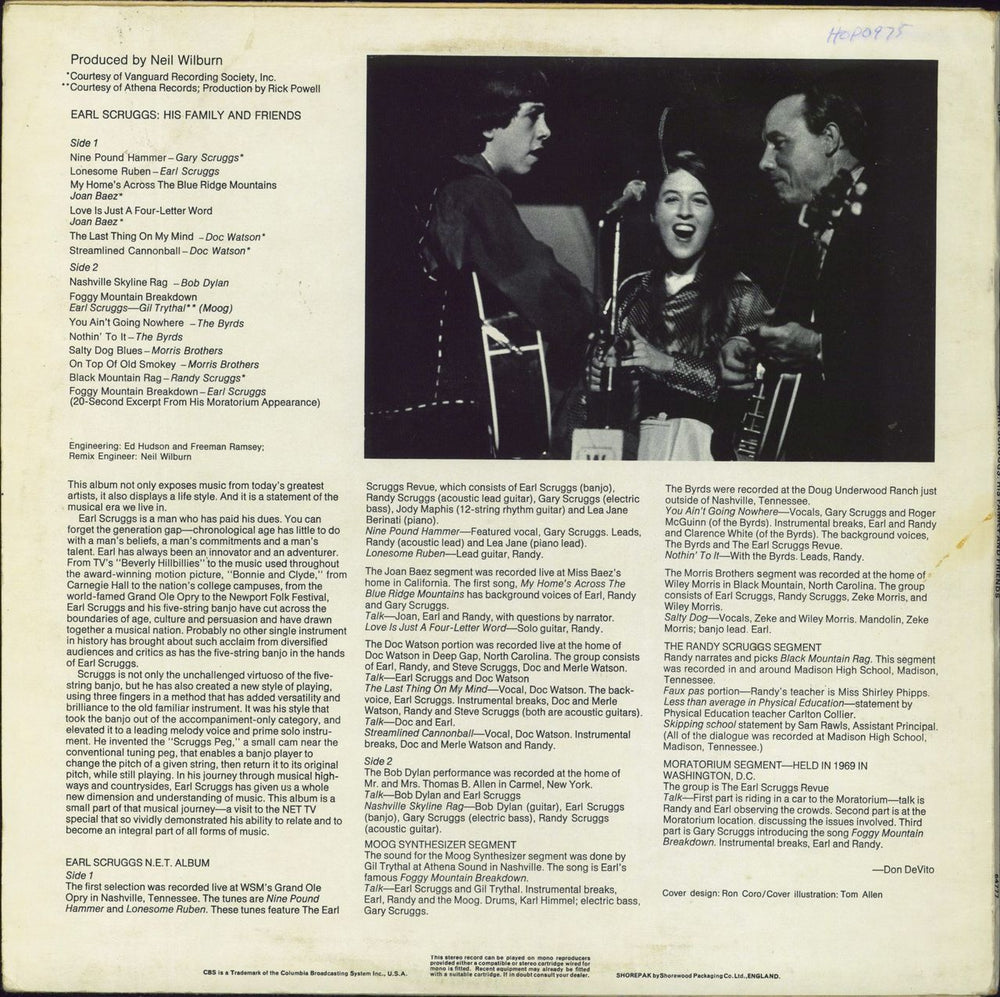 Earl Scruggs Performing With His Family And Friends UK vinyl LP album (LP record)
