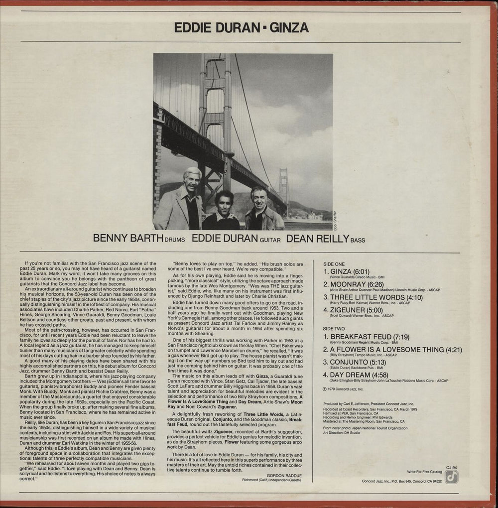 Eddie Duran Ginza US vinyl LP album (LP record)