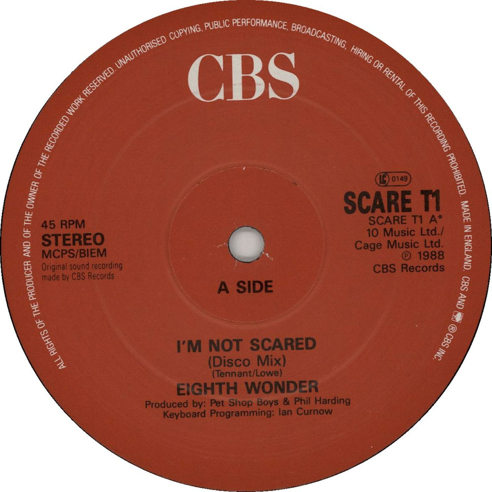 Eighth Wonder I'm Not Scared UK 12" vinyl single (12 inch record / Maxi-single) SCARET1