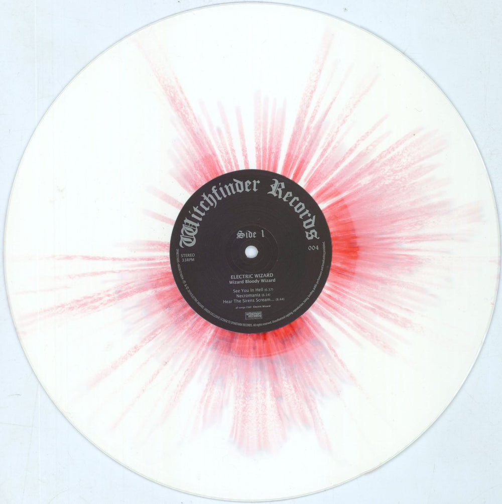 Electric Wizard Wizard Bloody Wizard - Red Splattered White Vinyl UK vinyl LP album (LP record) I6HLPWI813858