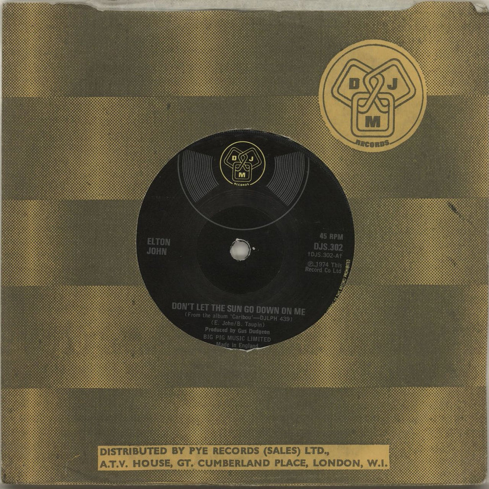 Elton John Don't Let The Sun Go Down On Me - Solid UK 7" vinyl single (7 inch record / 45) DJS.302