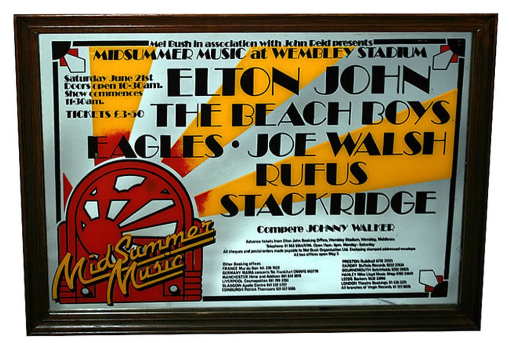 Elton John Mid Summer Music Festival Commemorative Mirror UK memorabilia COMMEMORATIVE MIRROR
