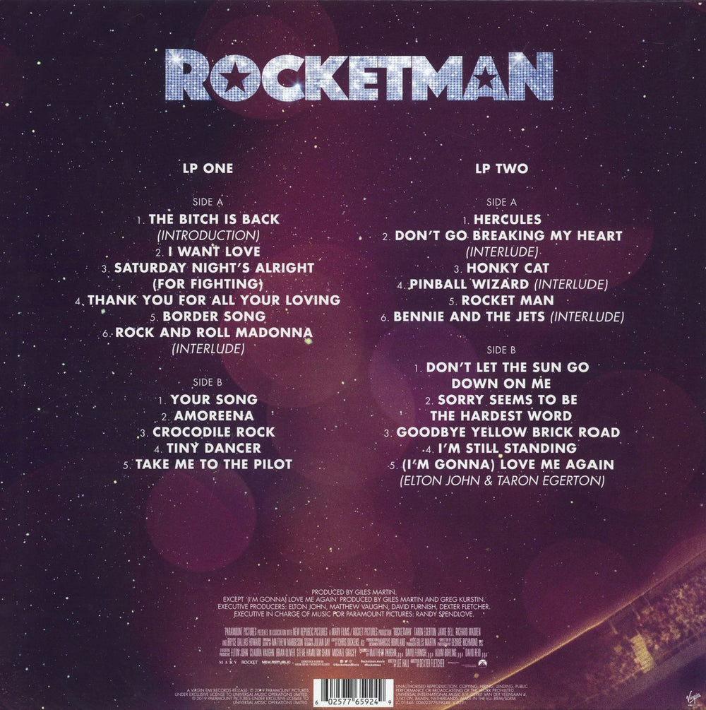 Elton John Rocketman (Music From The Motion Picture) UK 2-LP vinyl record set (Double LP Album) 602577659249