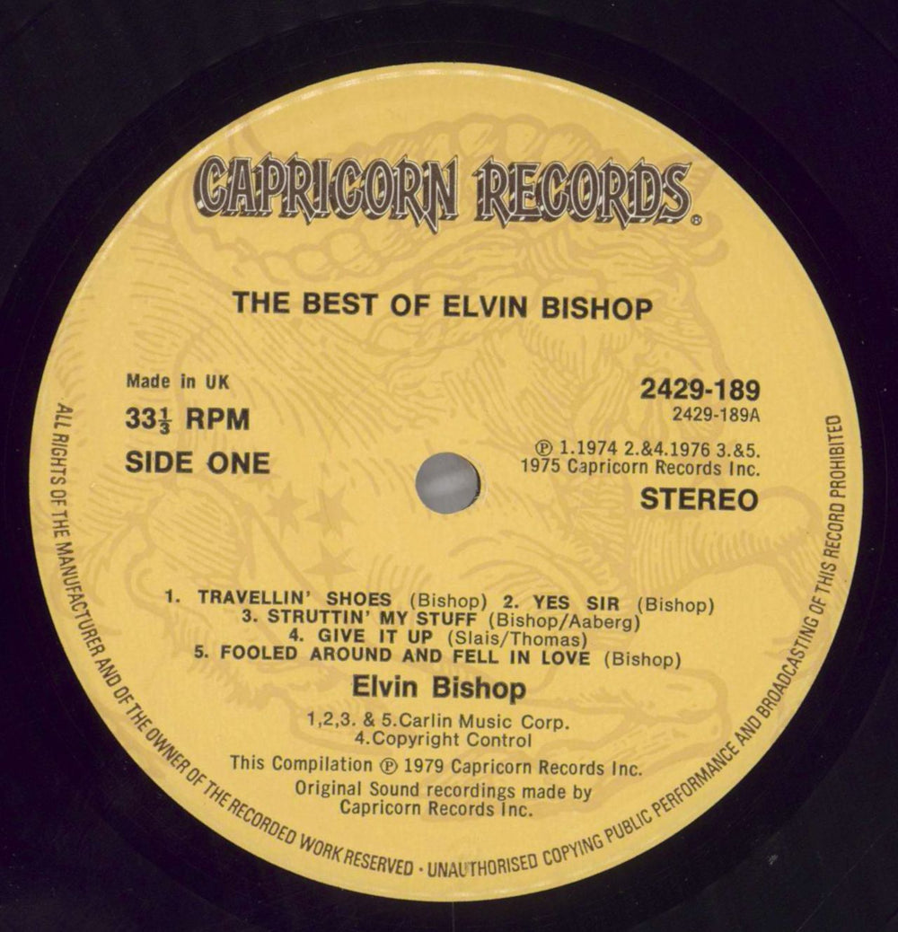 Elvin Bishop The Best Of Elvin Bishop - Promo Stamped UK Promo vinyl LP album (LP record) EBPLPTH822525