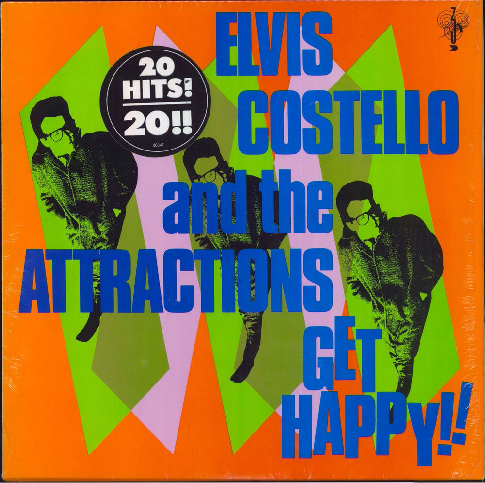 Elvis Costello Get Happy!! - stickered shrink US vinyl LP album (LP record) JC36347