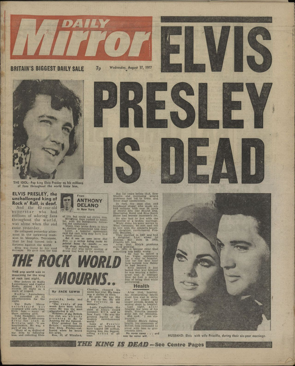 Elvis Presley Daily Mirror UK magazine