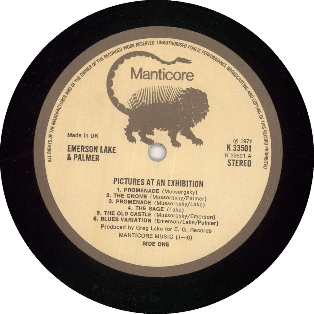Emerson Lake & Palmer Pictures At An Exhibition - 2nd UK vinyl LP album (LP record)