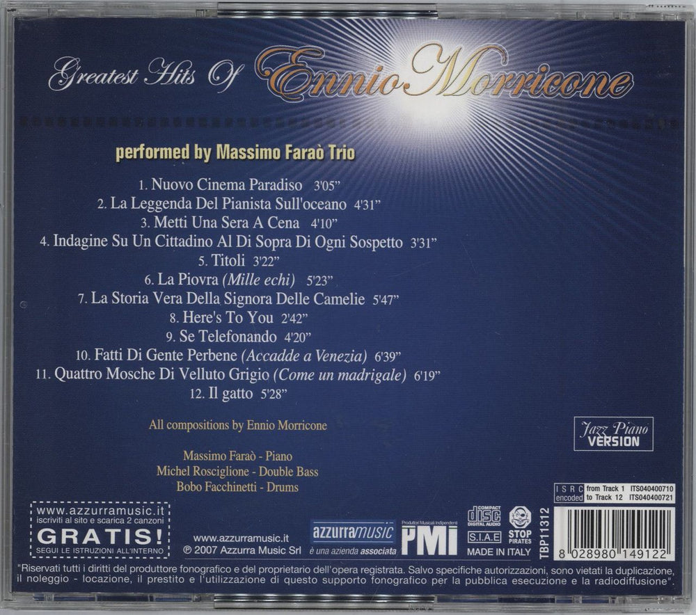 Ennio Morricone Greatest Hits Of Ennio Morricone - Nuovo Cinema Paradiso And Other Greats Italian CD album (CDLP) ENMCDGR744421