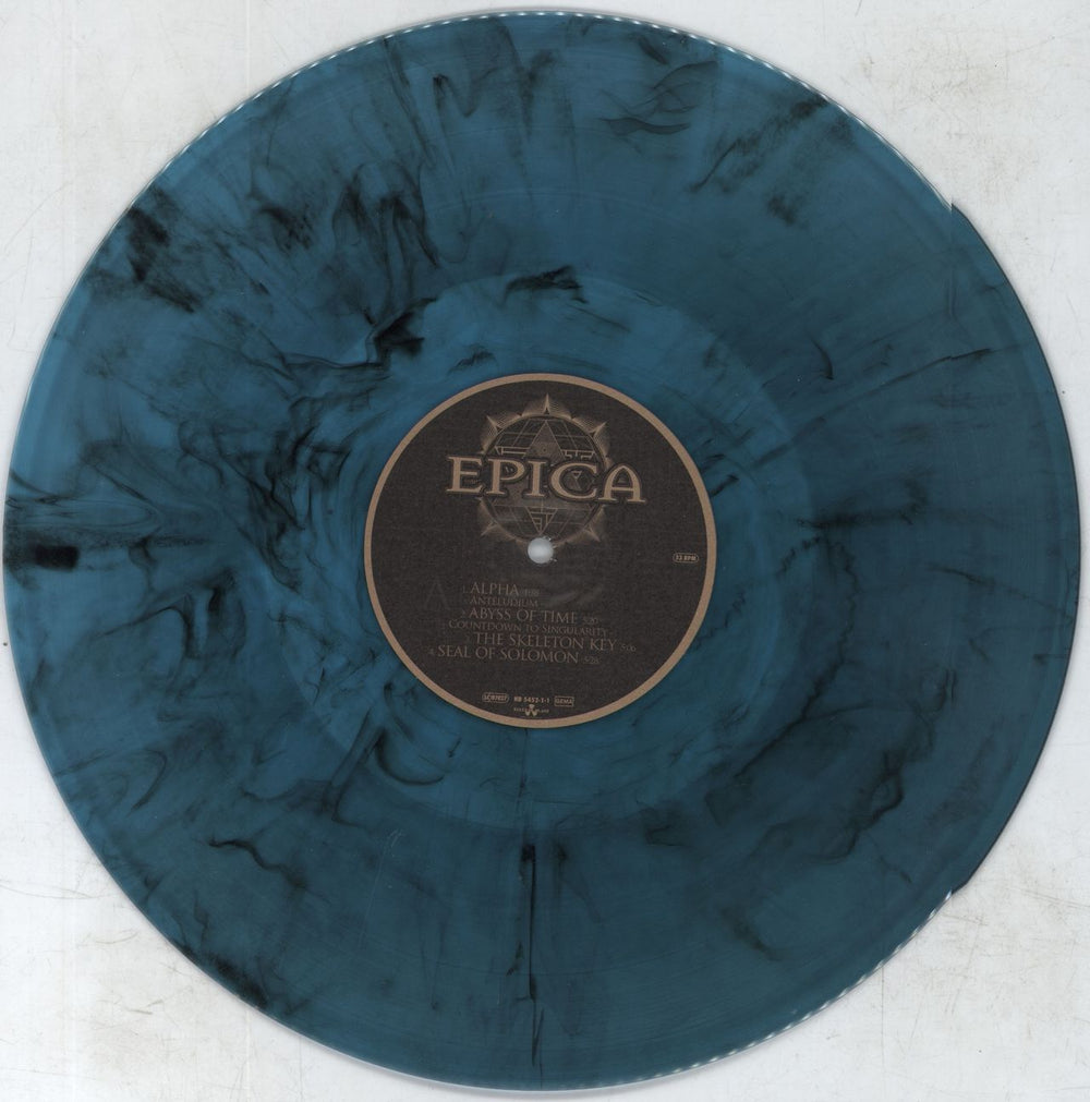 Epica Omega - Turquoise & Black Marbled German 2-LP vinyl record set (Double LP Album) EDQ2LOM808971