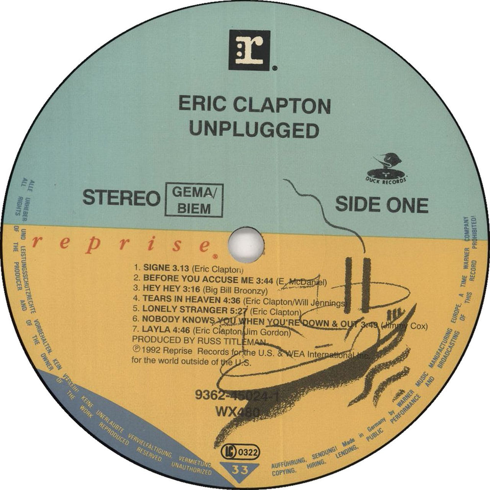 Eric Clapton Unplugged - VG UK vinyl LP album (LP record) 093624502418