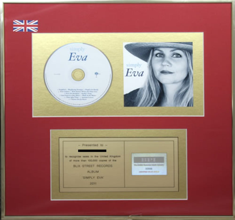 Eva Cassidy Simply Eva UK award disc GOLD AWARD