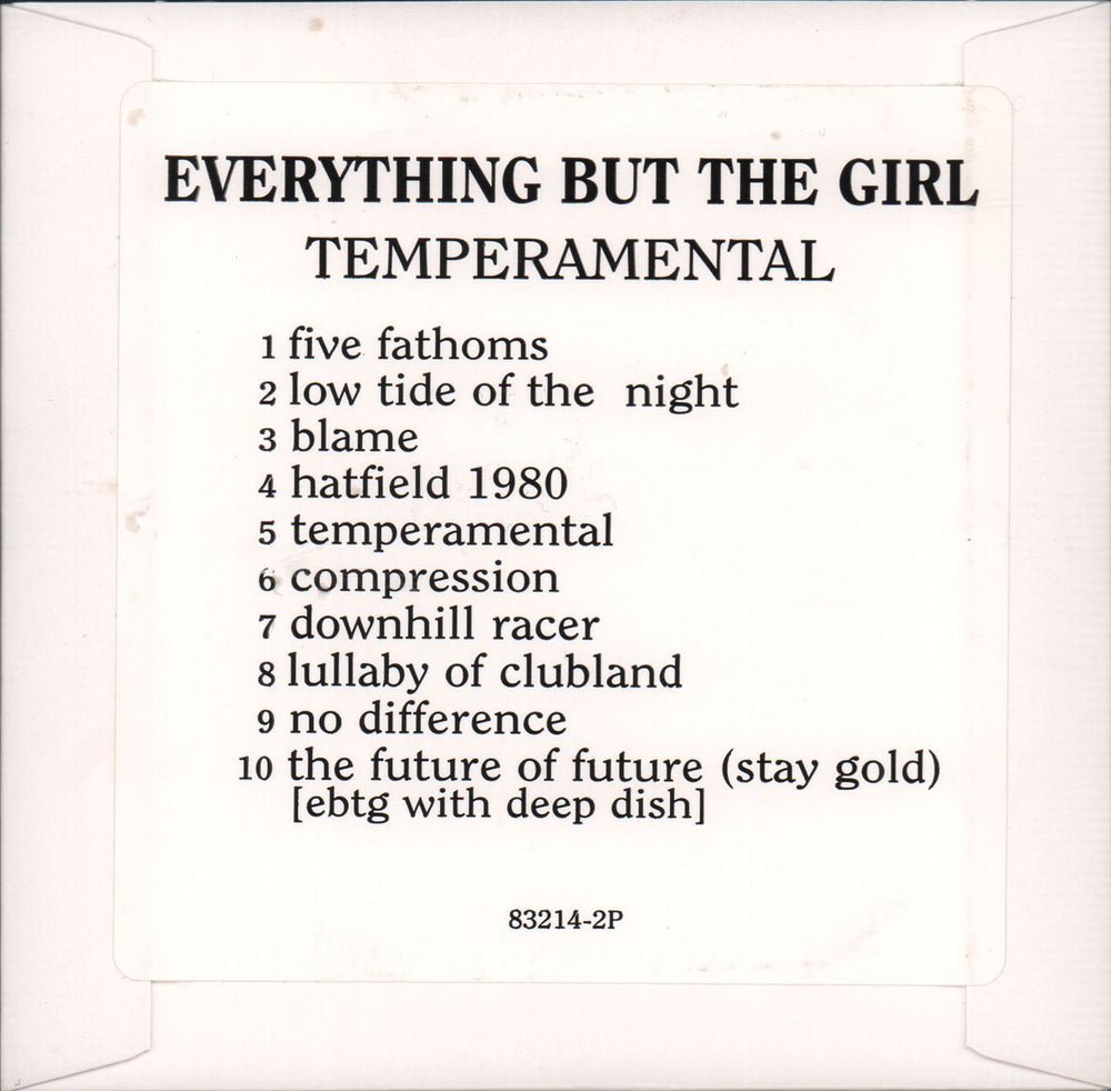 Everything But The Girl Temperamental US Promo CD album (CDLP) 83214-2P