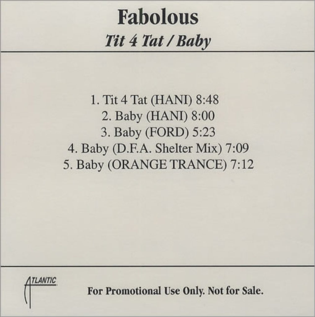 Fabolous Tit 4 Tat / Baby US Promo CD-R acetate — RareVinyl.com