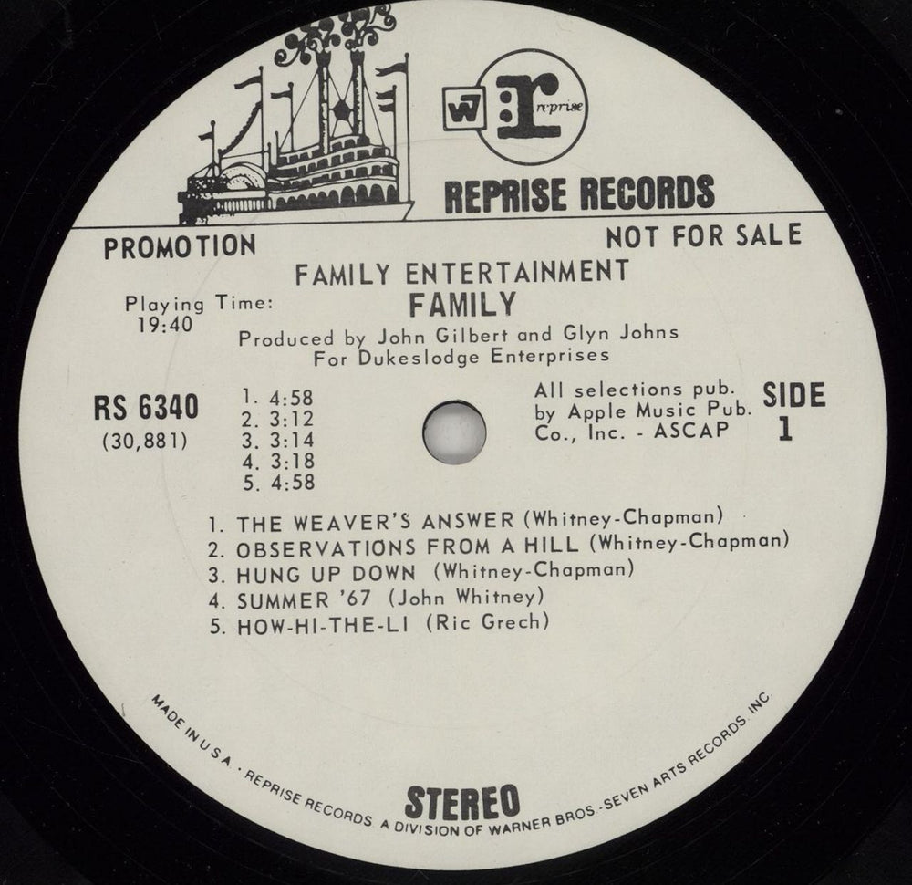 Family Family Entertainment US Promo vinyl LP album (LP record) FMLLPFA753386