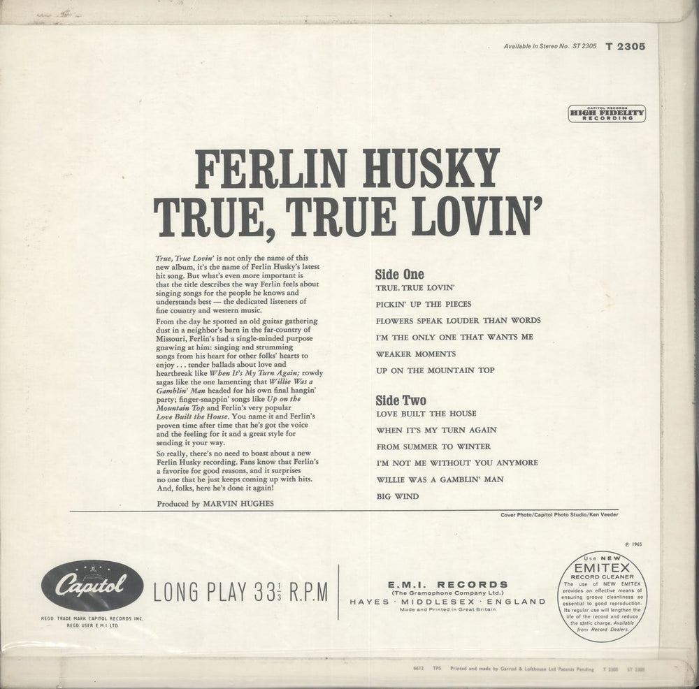 Ferlin Husky True True Lovin' UK vinyl LP album (LP record)