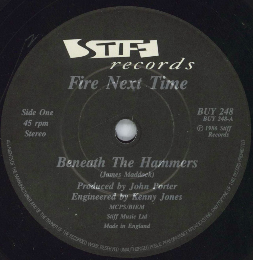 Fire Next Time Beneath The Hammers UK 7" vinyl single (7 inch record / 45) FNU07BE819254