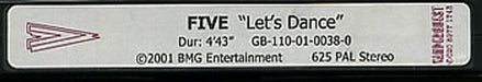 Five Let's Dance UK Promo video (VHS or PAL or NTSC) PROMO VIDEO