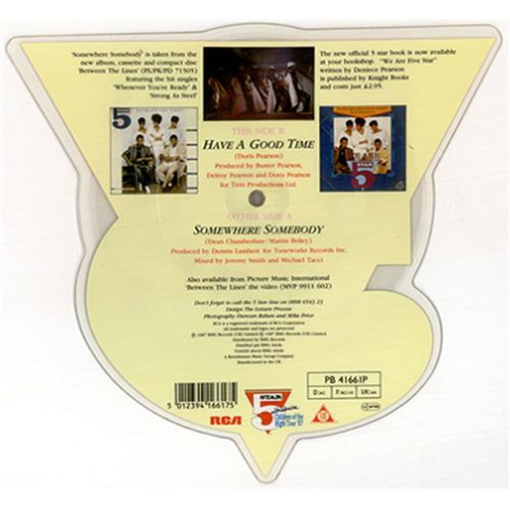 Five Star Somewhere Somebody UK shaped picture disc (picture disc vinyl record) FIVSHSO63410