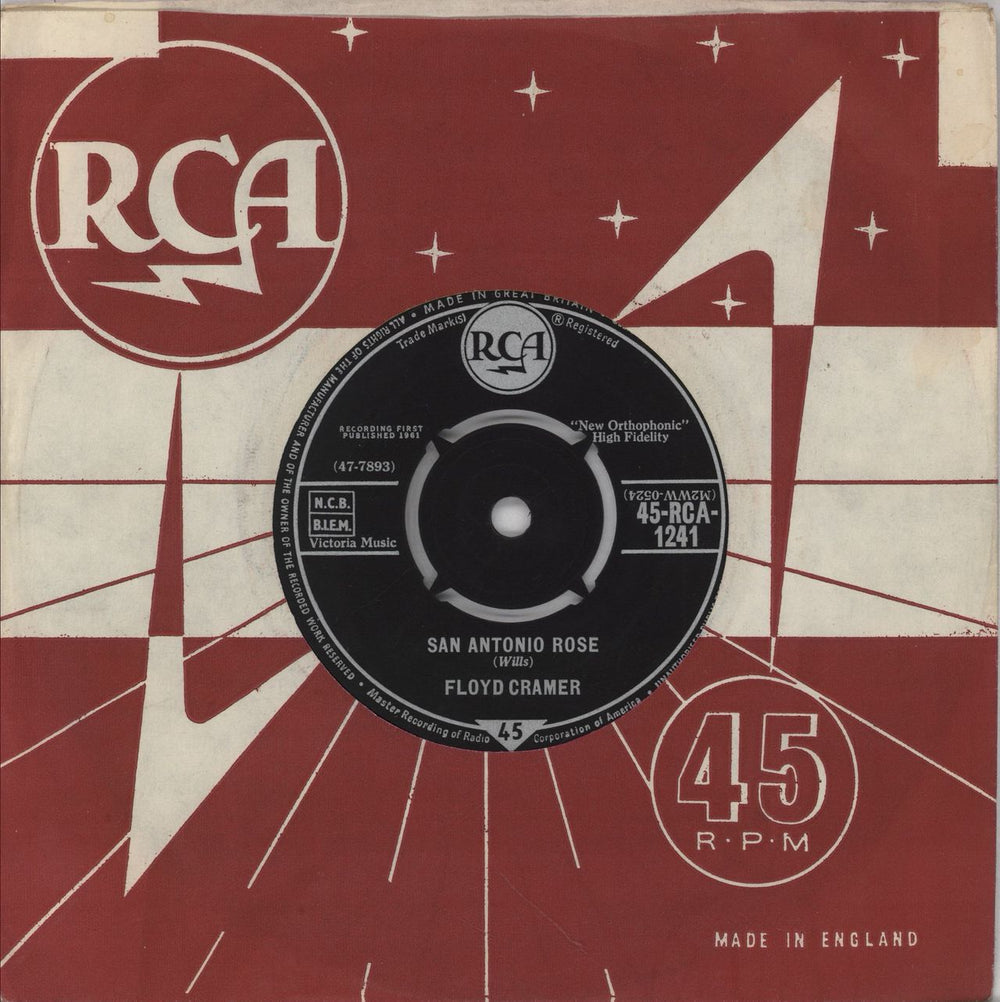 Floyd Cramer San Antonio Rose UK 7" vinyl single (7 inch record / 45) 45-RCA-1241