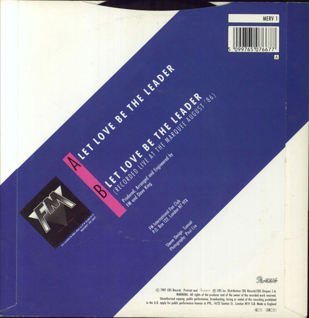 FM Let Love Be The Leader UK 7" vinyl single (7 inch record / 45) 5099765076677