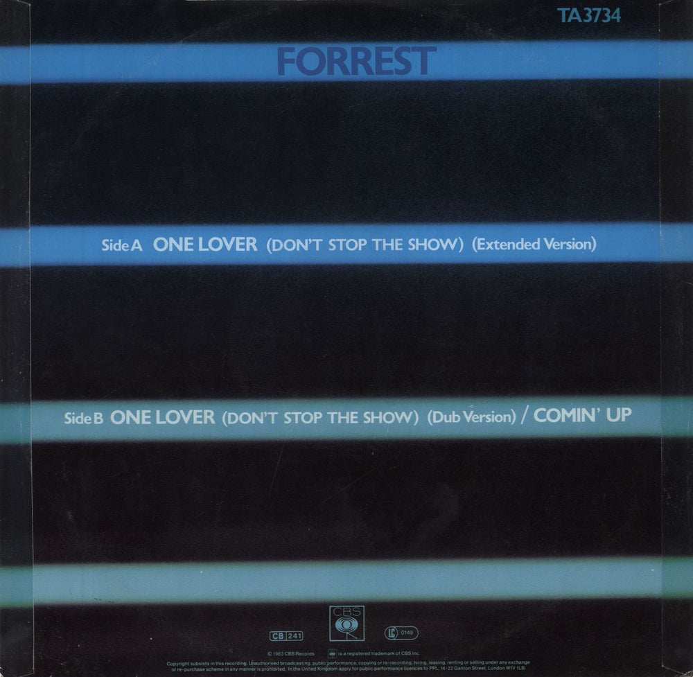 Forrest One Lover (Don't Stop The Show) UK 12" vinyl single (12 inch record / Maxi-single)