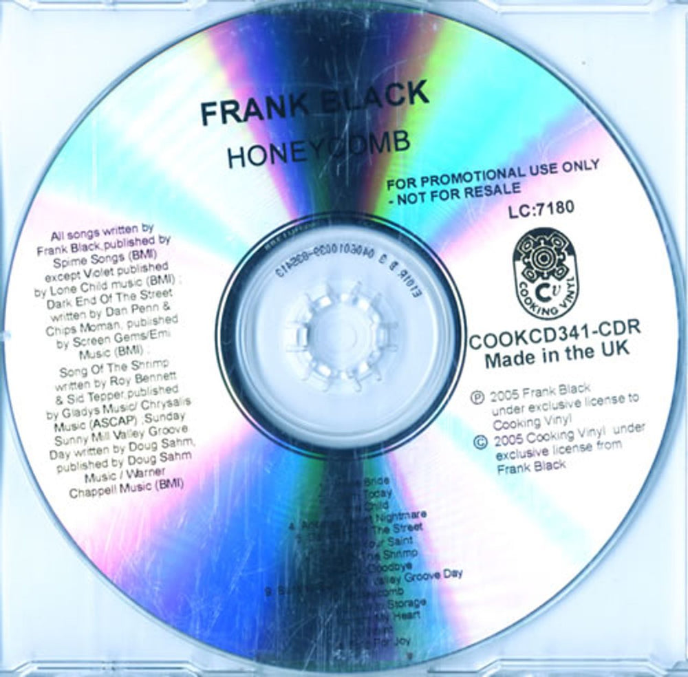 Frank Black Honeycomb UK Promo CD-R acetate FBKCRHO579344