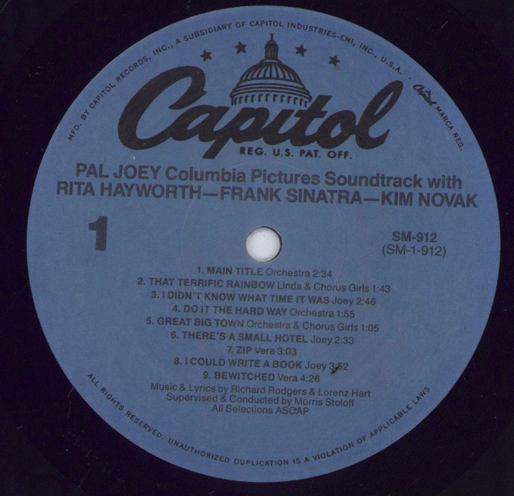 Frank Sinatra Pal Joey US vinyl LP album (LP record) FRSLPPA831709