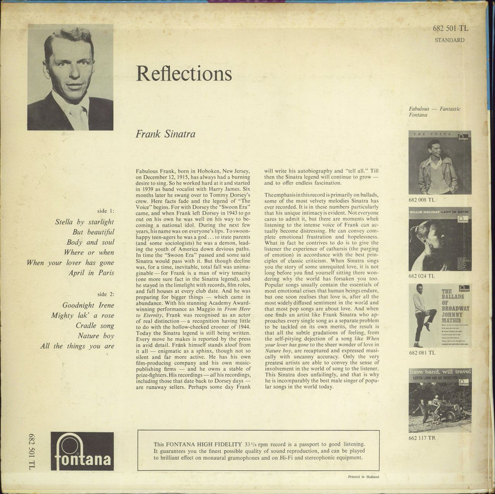 Frank Sinatra Reflections French vinyl LP album (LP record)