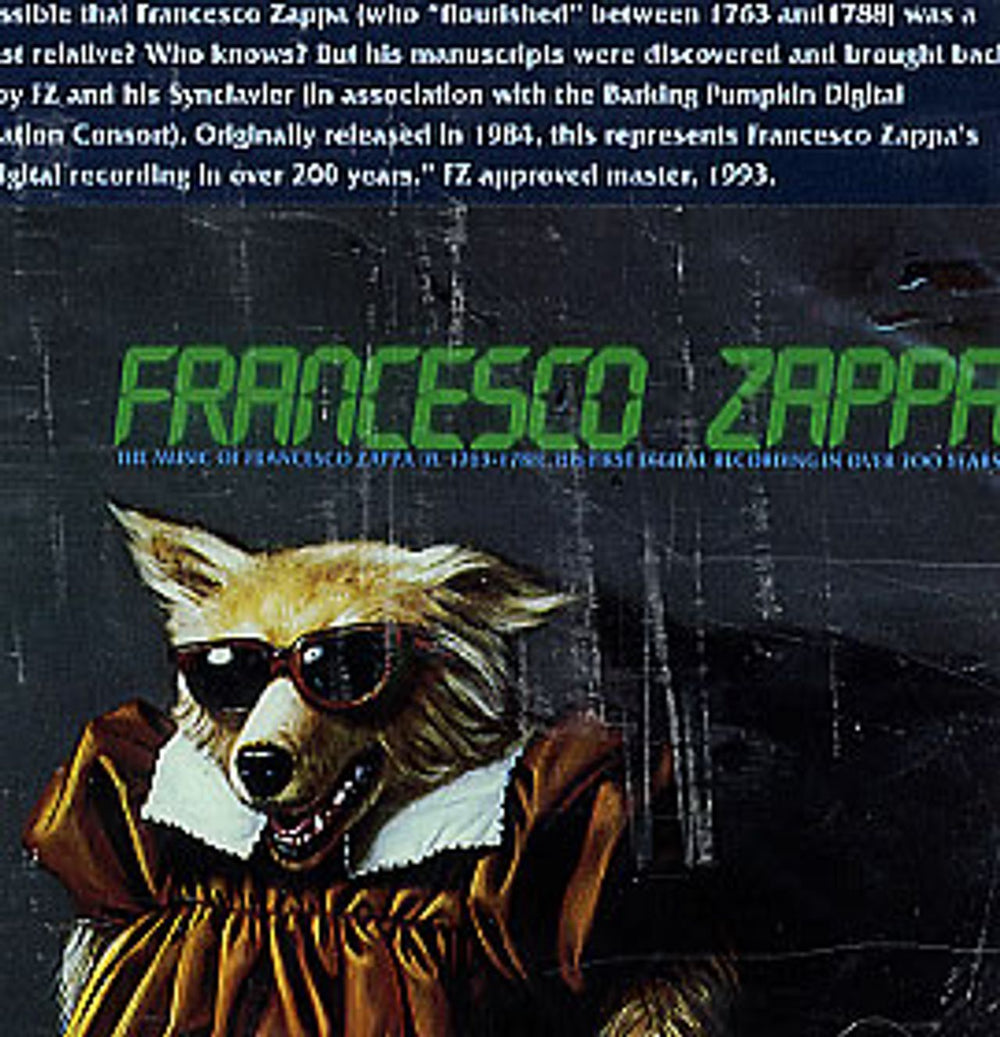 Frank Zappa Francesco Zappa US CD album (CDLP) RCD10546