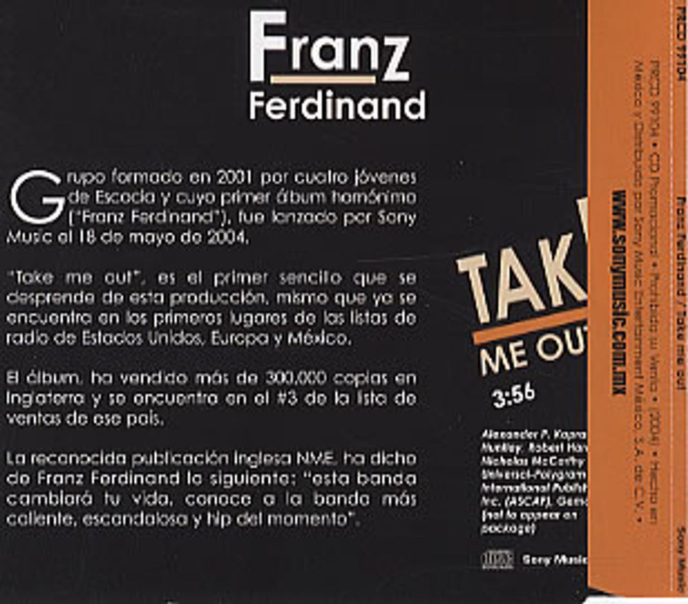Franz Ferdinand Take Me Out Mexican Promo CD single (CD5 / 5") FNZC5TA315410