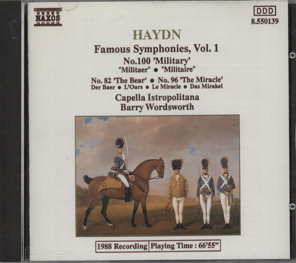 Franz Joseph Haydn Famous Symphonies, Vol 1 No.100 'Military / No.82 The Bear / No.96 The Miracle German CD album (CDLP) 8.550139