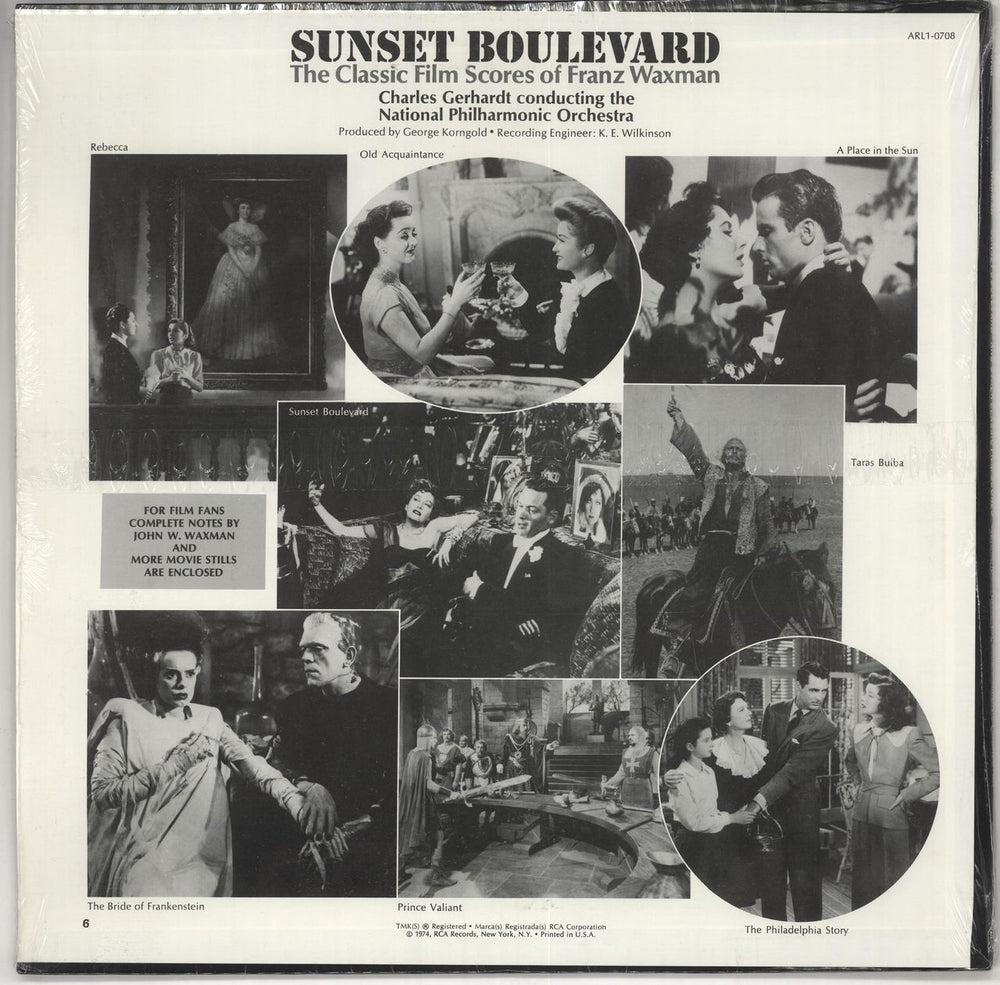 Franz Waxman Sunset Boulevard US vinyl LP album (LP record)