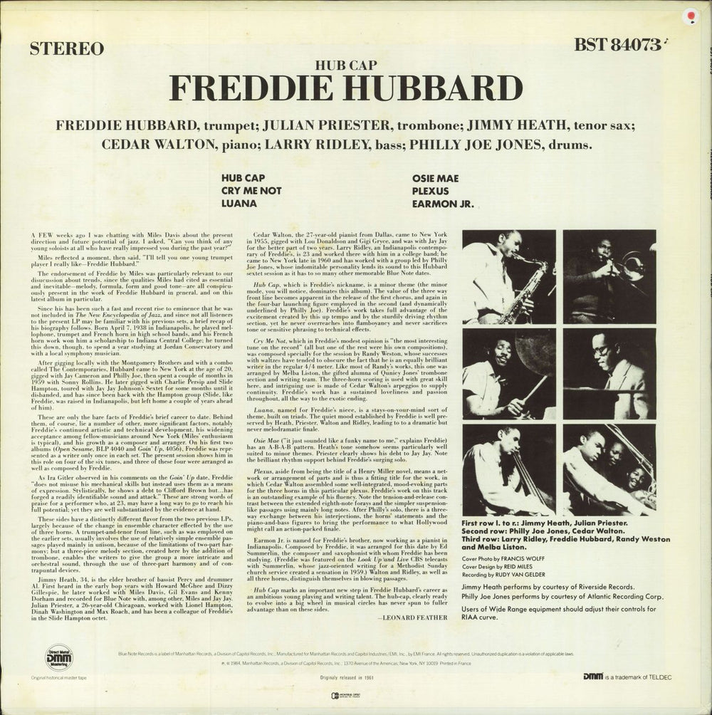 Freddie Hubbard Hub Cap French vinyl LP album (LP record)