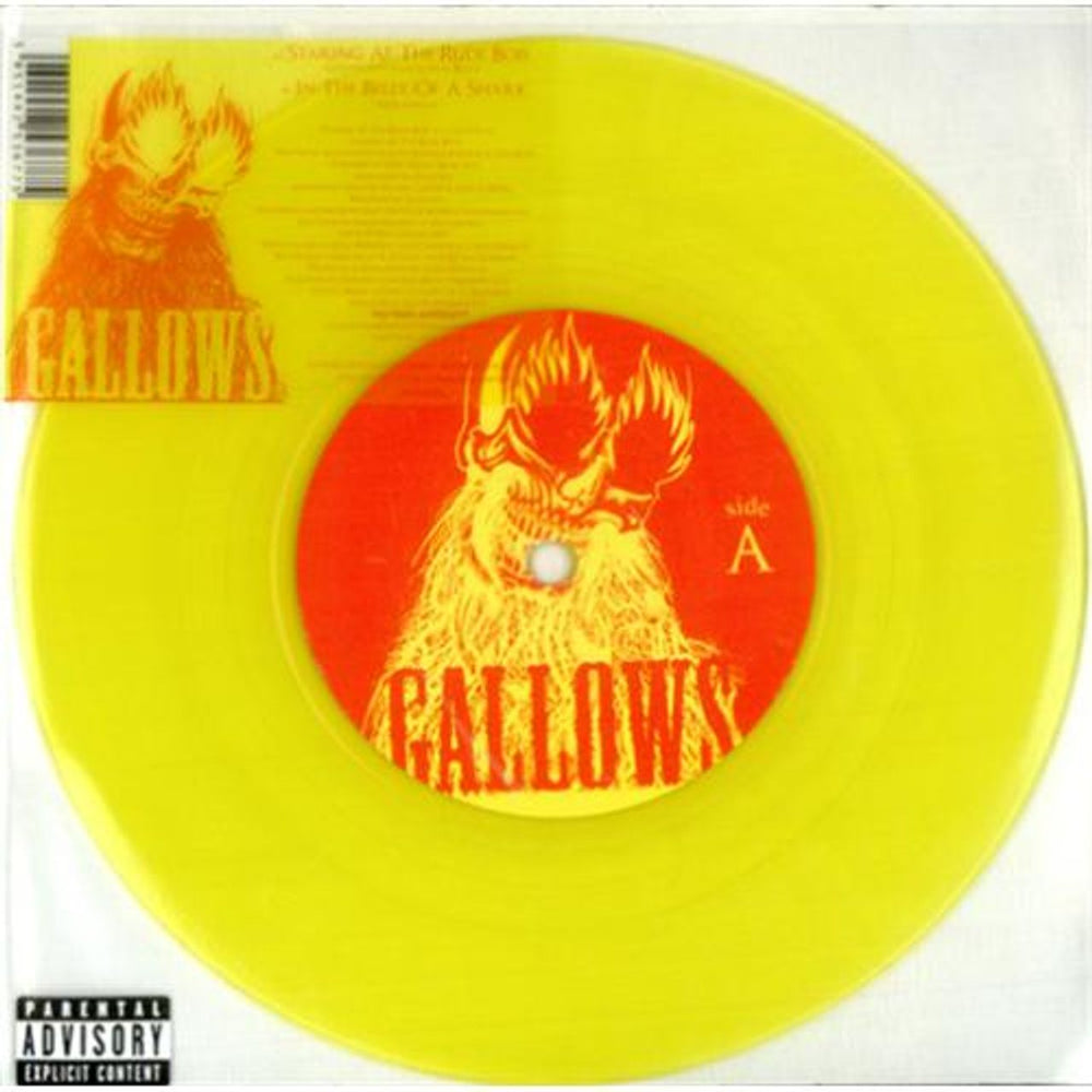 Gallows Staring At The Rude Bois - Yellow Vinyl UK 7" vinyl single (7 inch record / 45) WEA435X