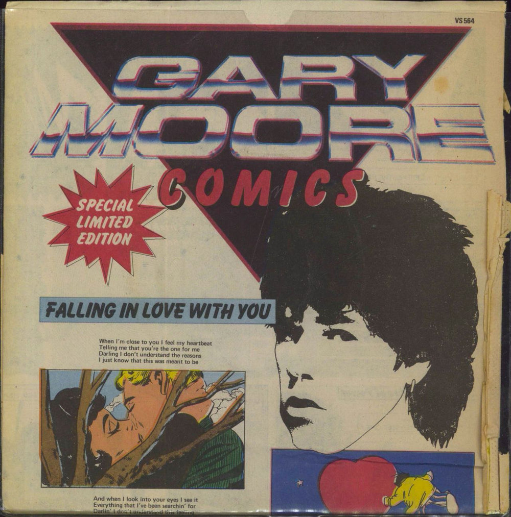 Gary Moore Falling In Love With You - Comic sleeve UK 7" vinyl single (7 inch record / 45) VS564