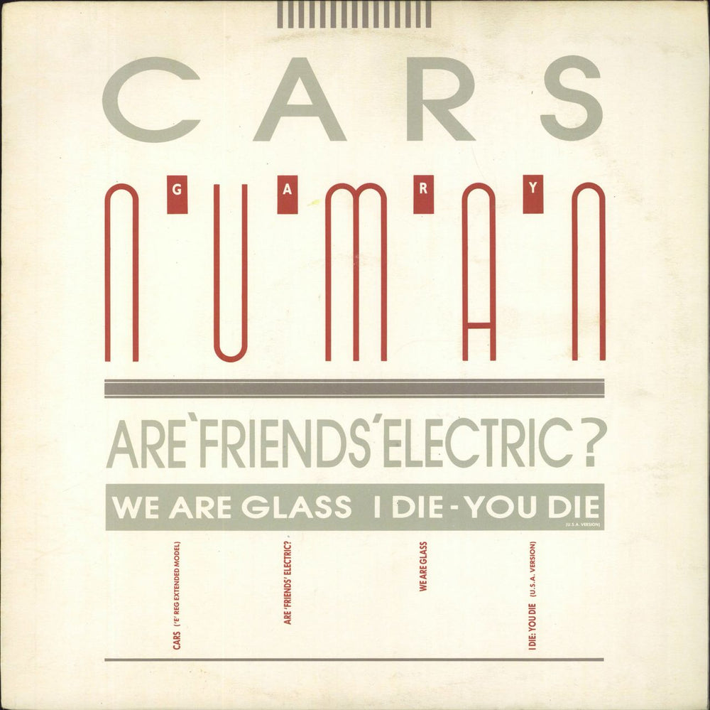 Gary Numan Cars - Export label UK 12" vinyl single (12 inch record / Maxi-single) BEG199T